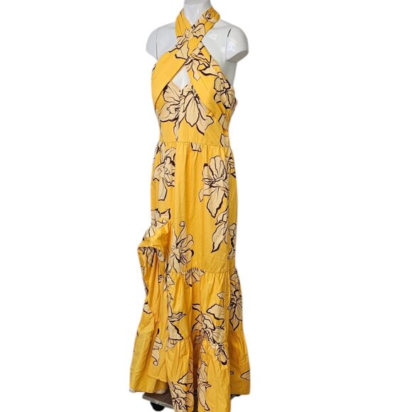Anthropologie Hutch Floral Halter Maxi Dress Size 8 Slit Front NWT Guest Dress - Picture 8 of 11